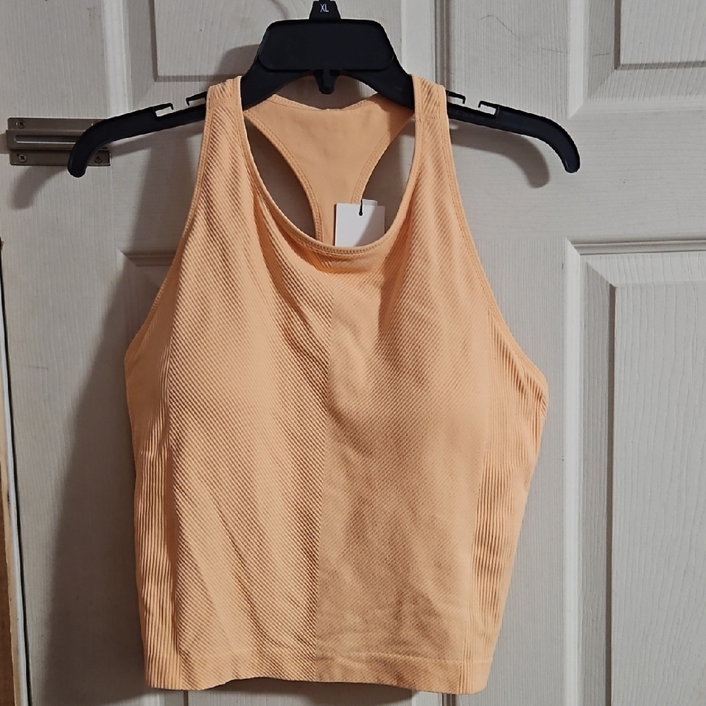 CALIA Women's High Neck Seamless Brami: PEACH SHERBET: NEW WITH TAGS: SIZE XXL